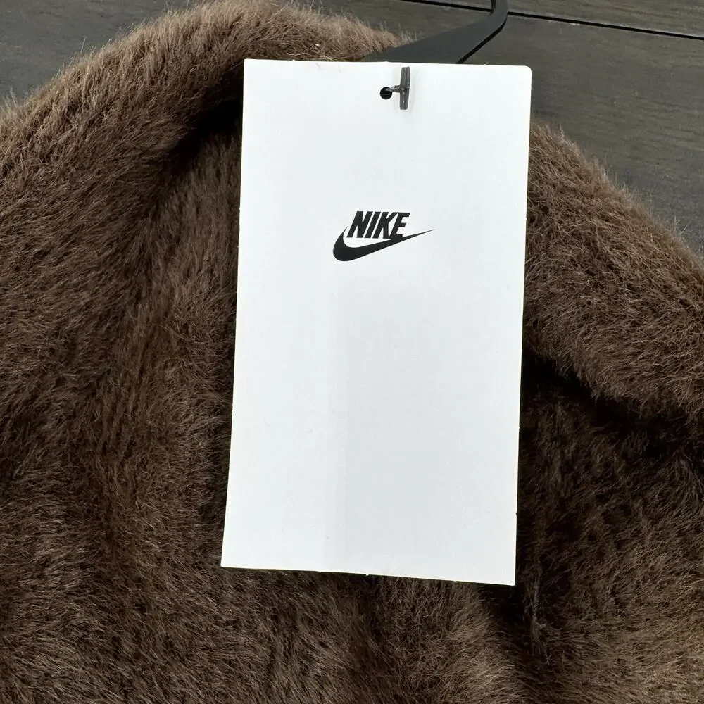 Nike Womens Peak Beanie Baroque Brown Fuzzy Sock Hat Cap OSFM NWT